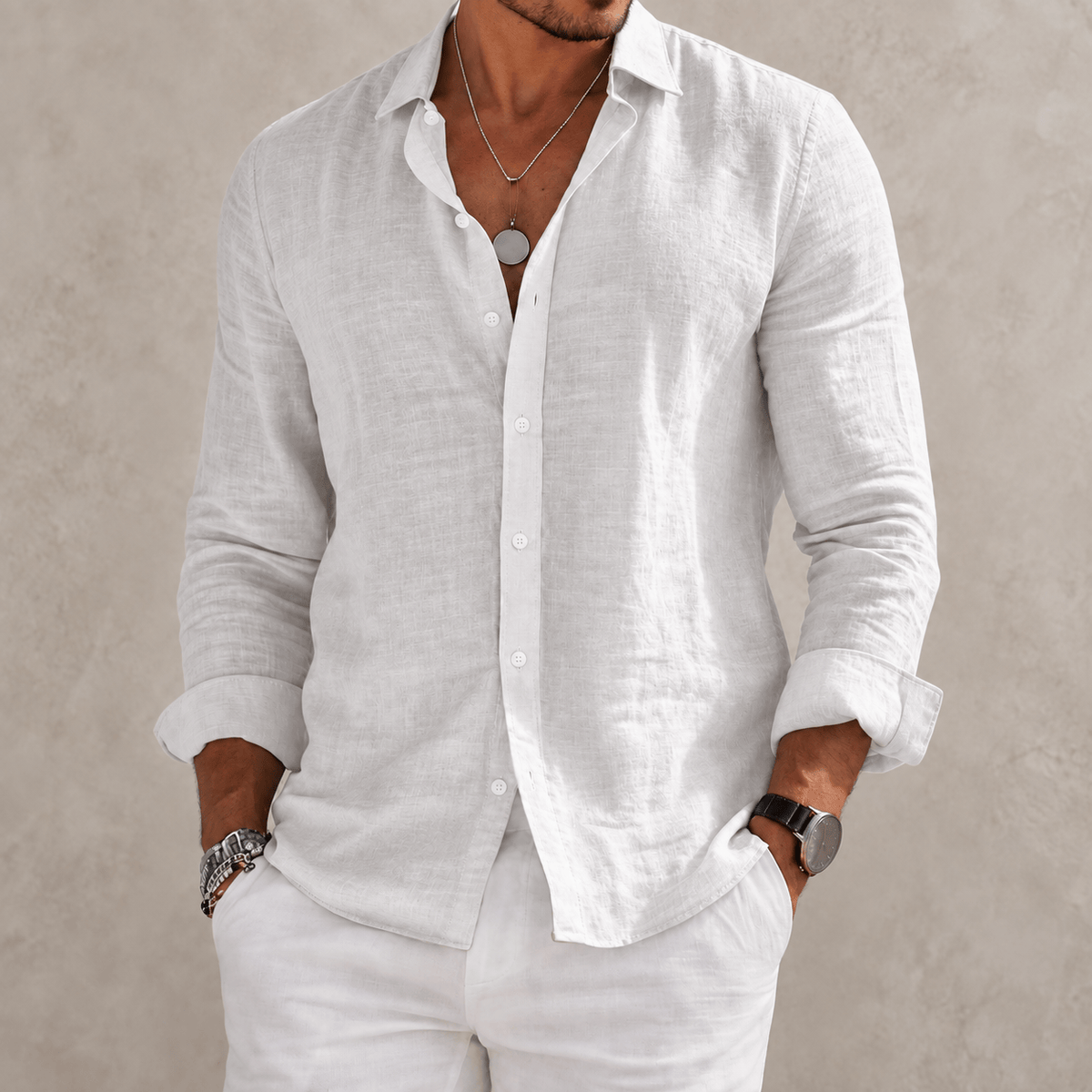 Chemise en coton mélangé coupe relax, vue 3