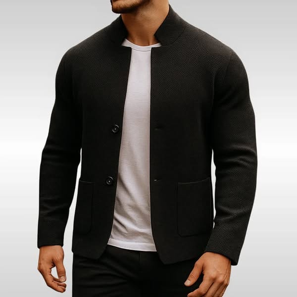 Blazer en maille texturée à col mao, vue 4