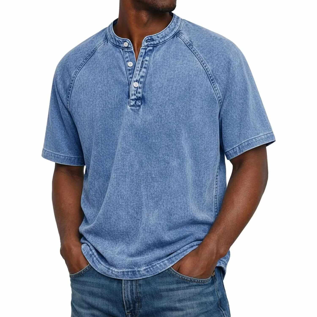 Henley en coton denim vintage, vue 4