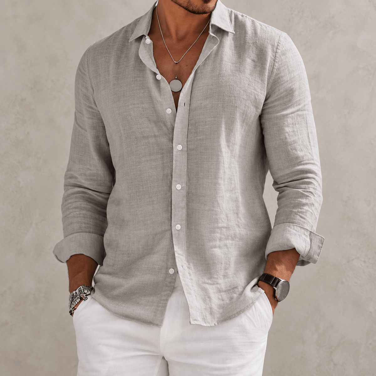 Chemise en coton mélangé coupe relax, vue 2