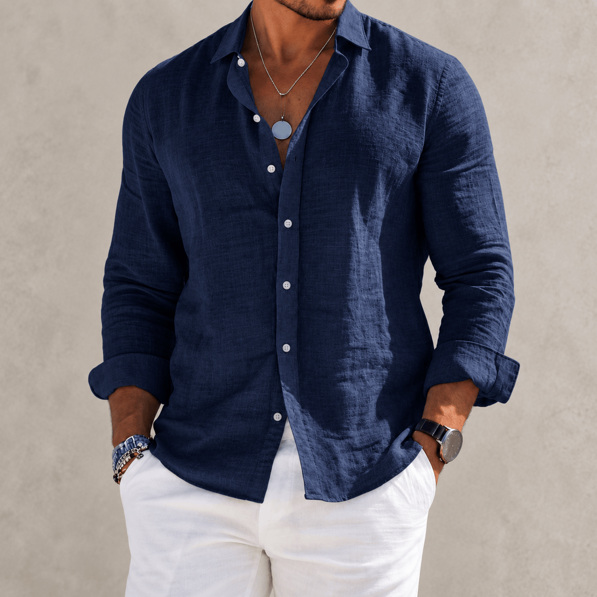 Chemise en coton mélangé coupe relax, vue 6