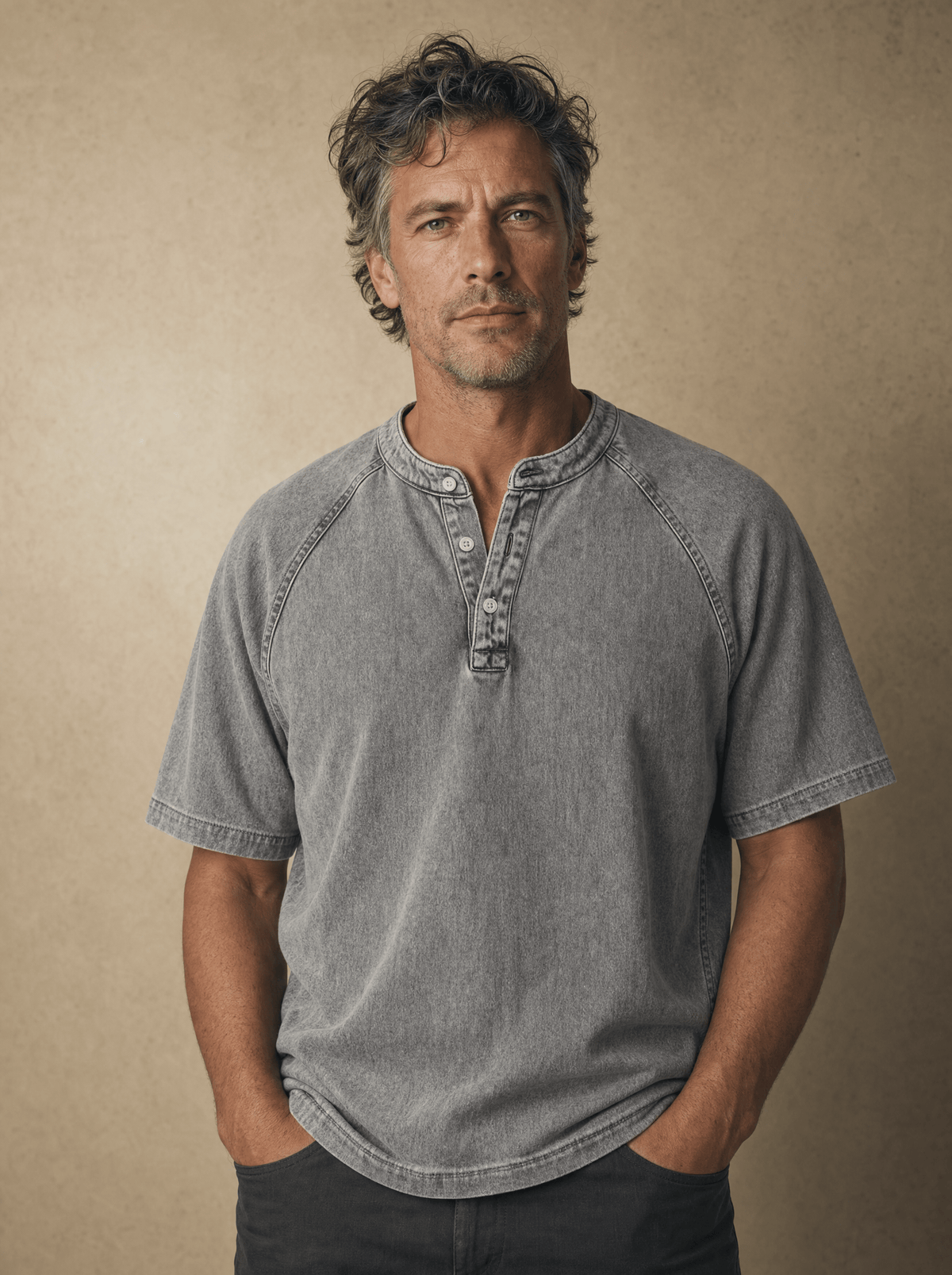 Henley en coton denim vintage, vue 1