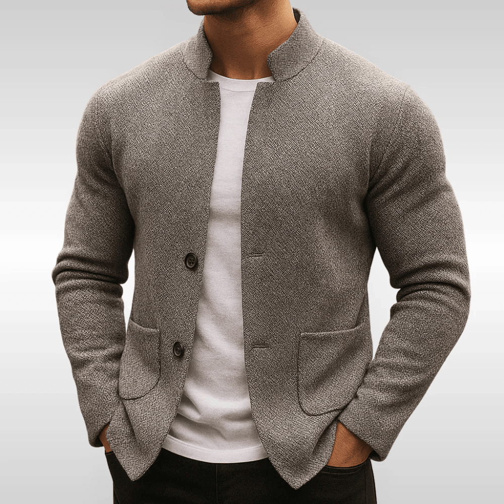 Blazer en maille texturée à col mao, vue 2