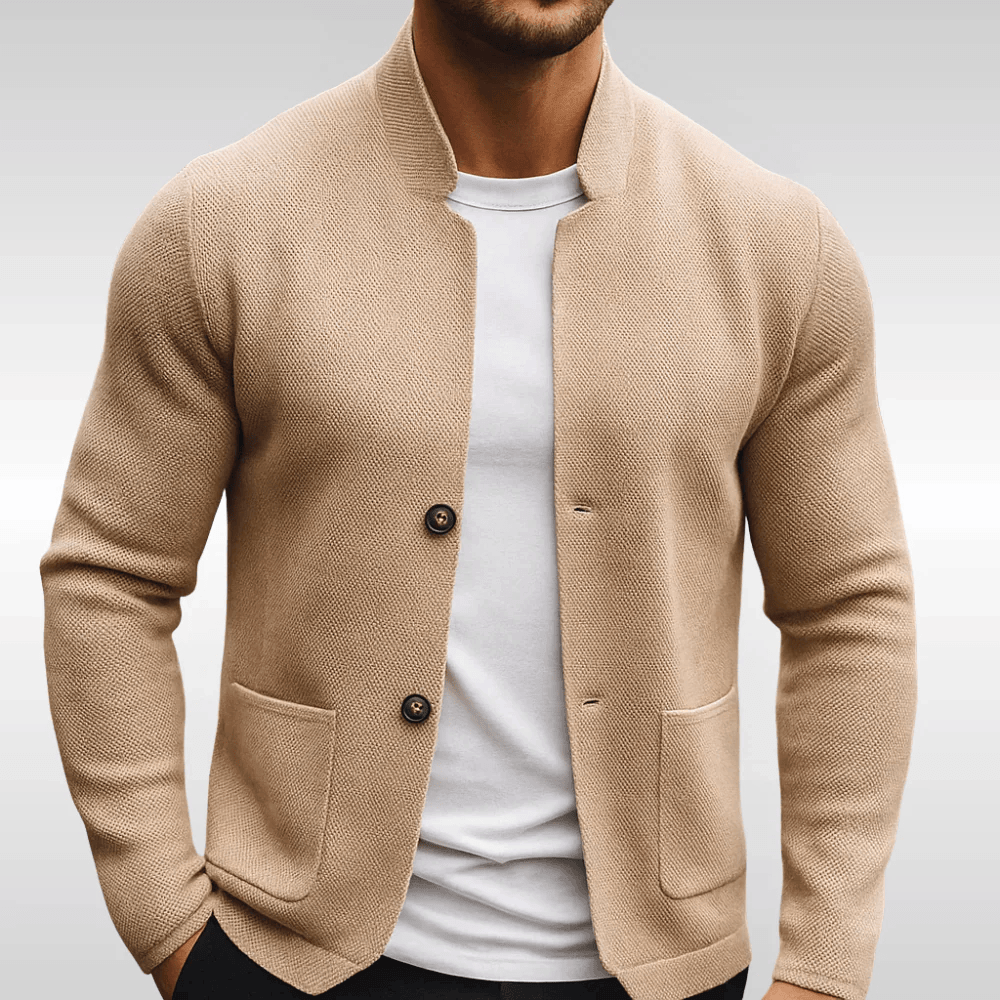 Blazer en maille texturée à col mao, vue 3