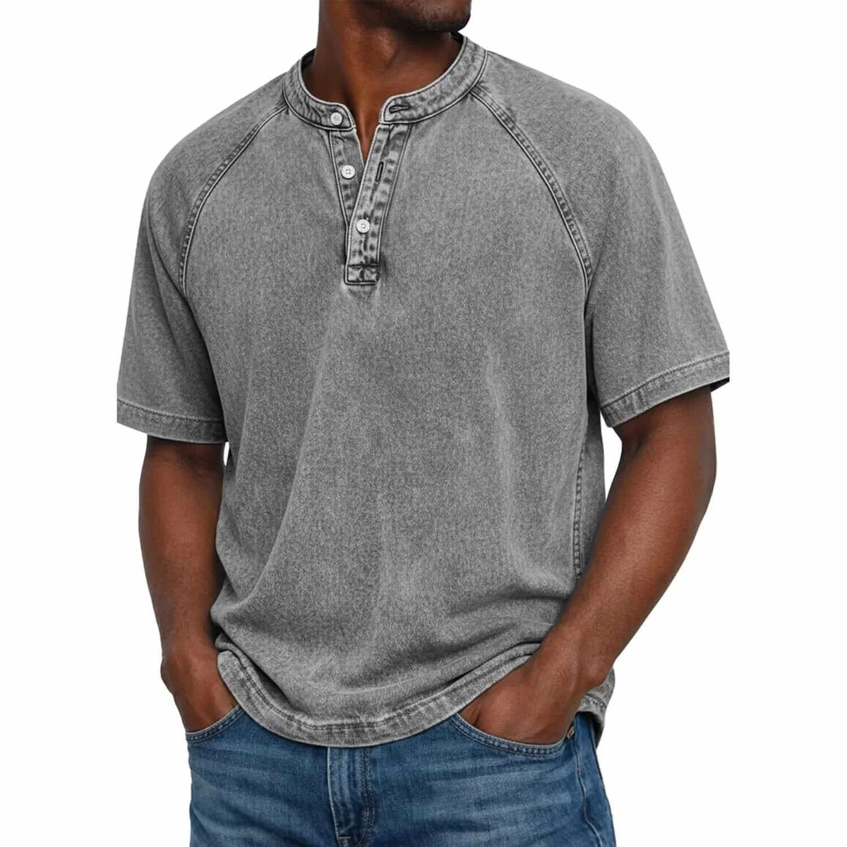 Henley en coton denim vintage, vue 2