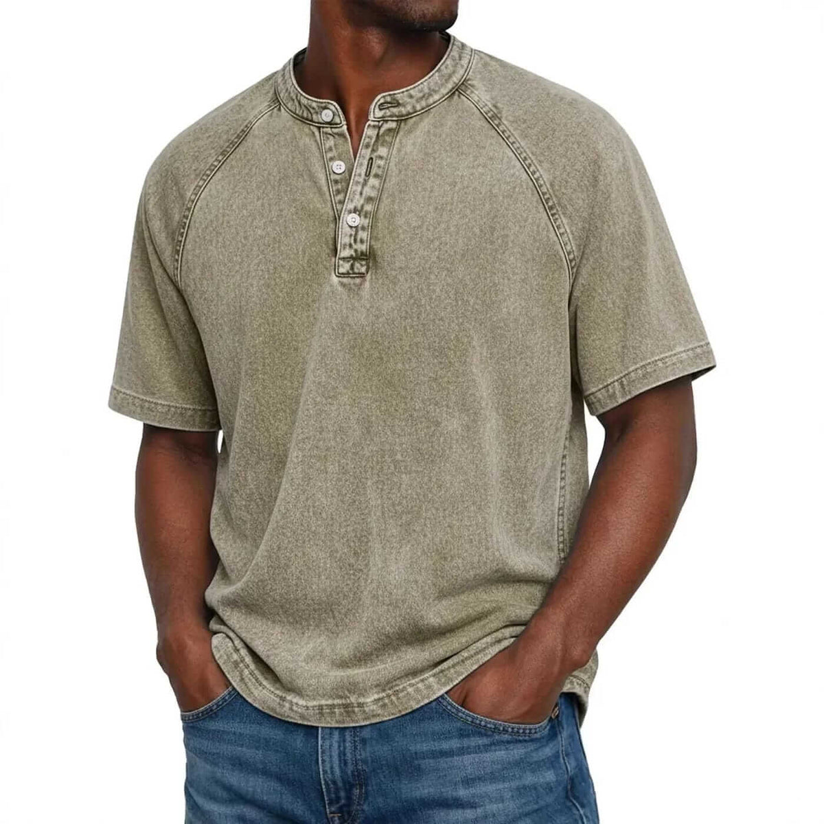 Henley en coton denim vintage, vue 3