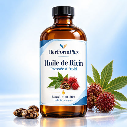 Flacon ambré d'huile de ricin HerFormPlus