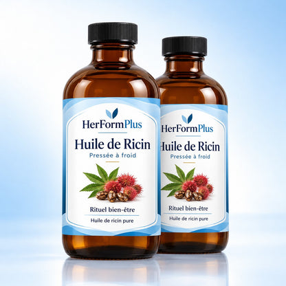 Deux flacons d'huile de ricin HerFormPlus